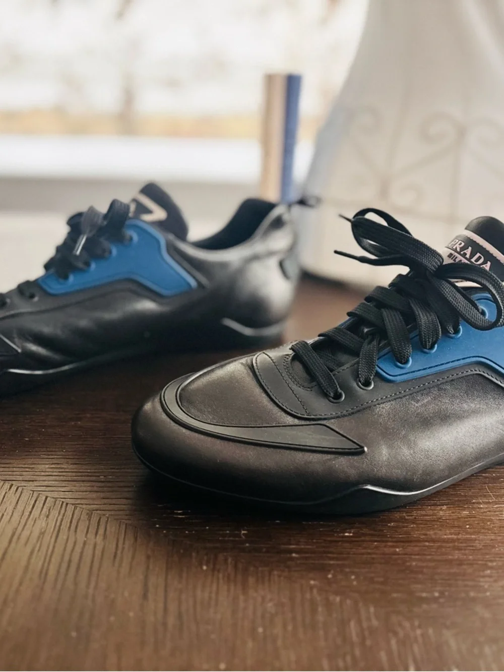 Prada Milano 2EG252 Black Leather Sneakers Approx Men’s 11